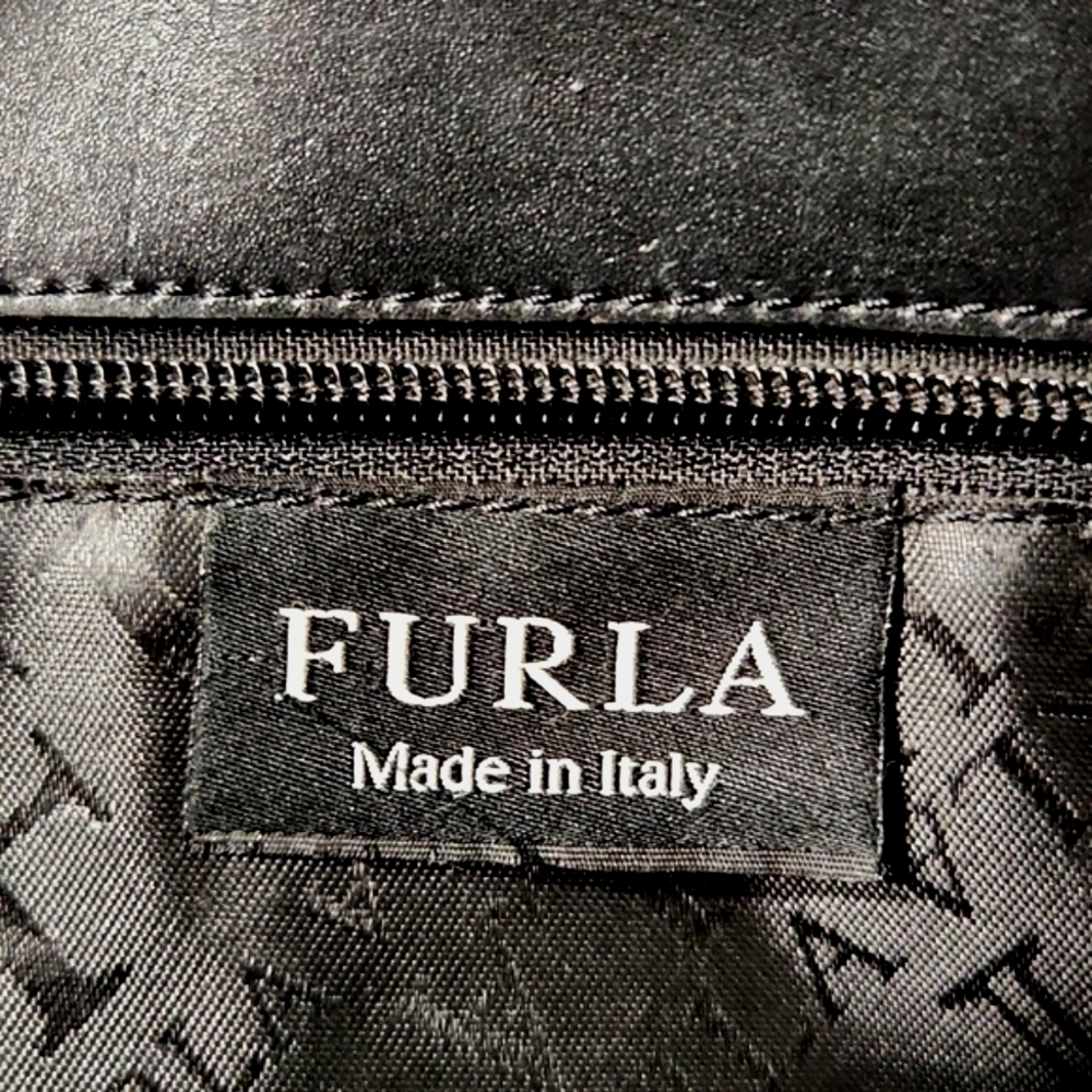 VTG Furla Authentic Black Leather X Large Tote Bag Satchel Made in Italy - Picture 4 of 15